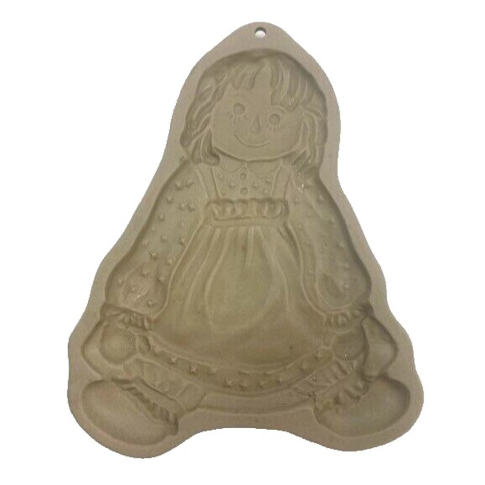 Vtg 1985 Raggedy Ann Brown Bag Cookie Mold Art Hill Design Brown Clay Décor 7in